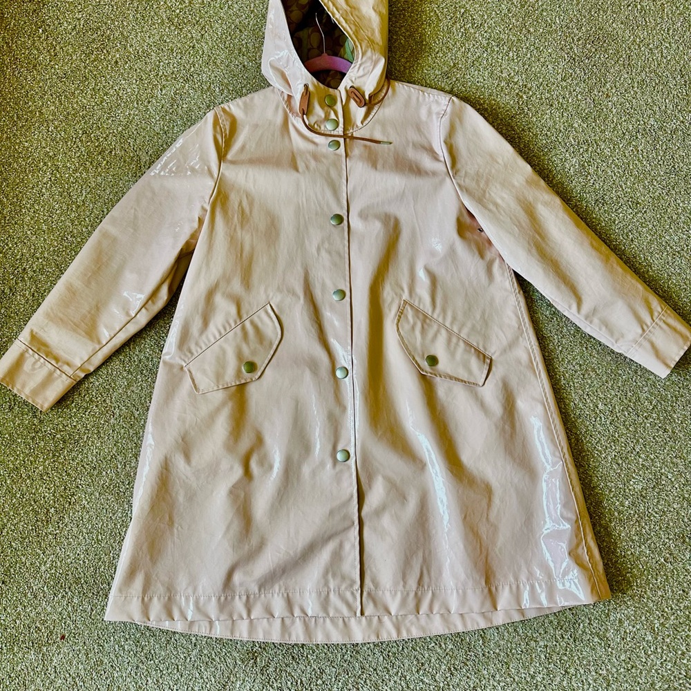 Coach Shiny Tan Hooded Raincoat - Picture 2 of 13